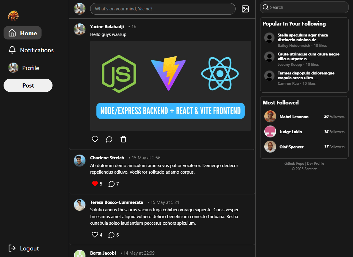 Social Media App interface image